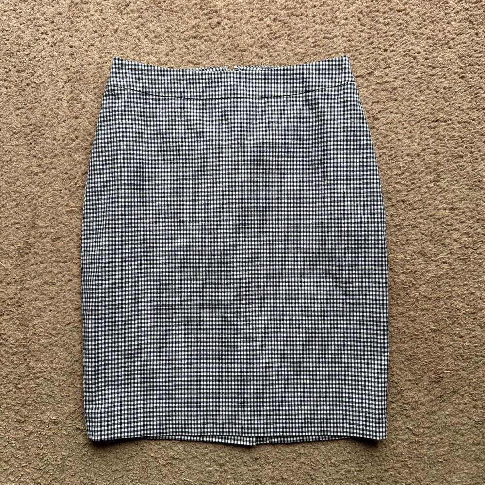 Talbots Skirt Womens Petite 0 Pencil Straight Back Zip No Pockets Blue Checks